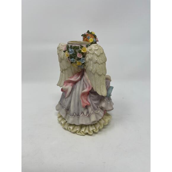 Vintage Angel Heart Candle Holder Heavy Figurine 5" - Picture 3 of 6